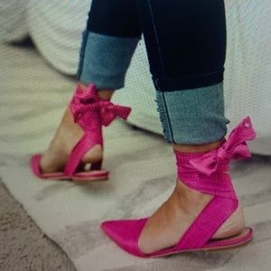 Sam Edelman Pink Ribbon Lace Up Flats